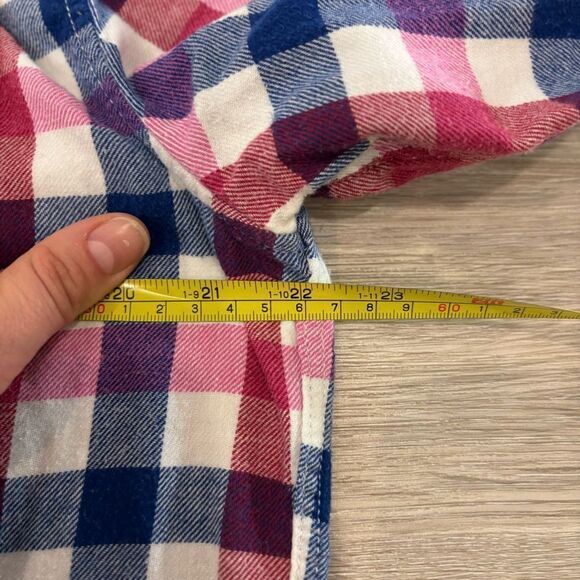 G.H.Bass and Co Regular Fit Men Blue Pink White Flanel Cotton Shirt sz L - Picture 6 of 7